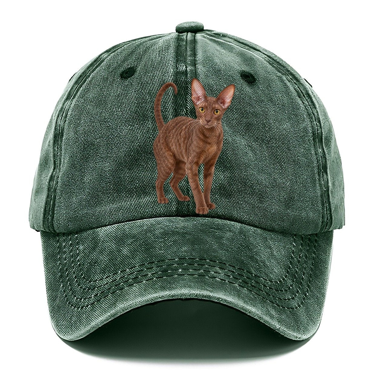 Cornish Rex Standing Three Quarter Realistic Cat Portrait Classic Cap – Forest Mist