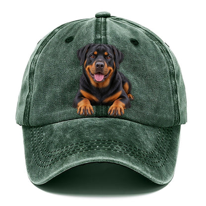 Rottweiler Lying Down Top Breeds Classic Cap – Forest Mist