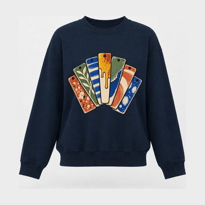 Glaze Test Fan Clay Color Makers Women's Crewneck Sweatshirt – Navy