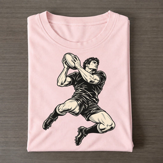 Rugby High Ball Catch Global Sports Ink Figures Classic T-shirt – Pink