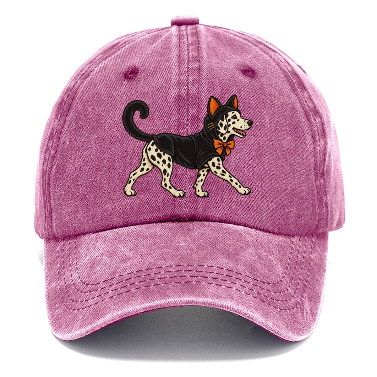 One Dalmatian In Halloween Costume Black Cat Costume With Felt Ears And A Long Curled Tail Halloween Dog Parade Classic Cap – Dusty Rose