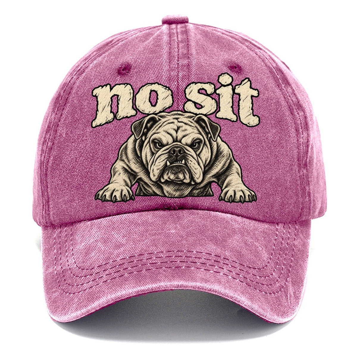 A Stocky Bulldog Planted Square On Braced Front Legs Head And Chest Only Bark For Me Classic Cap – Dusty Rose