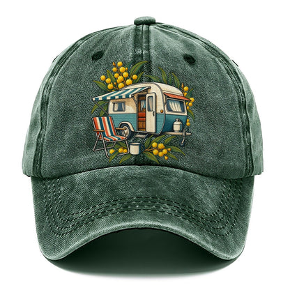 Retro Caravan Folding Chair And Enamel Mug Australia Cultural Icons Classic Cap – Forest Mist