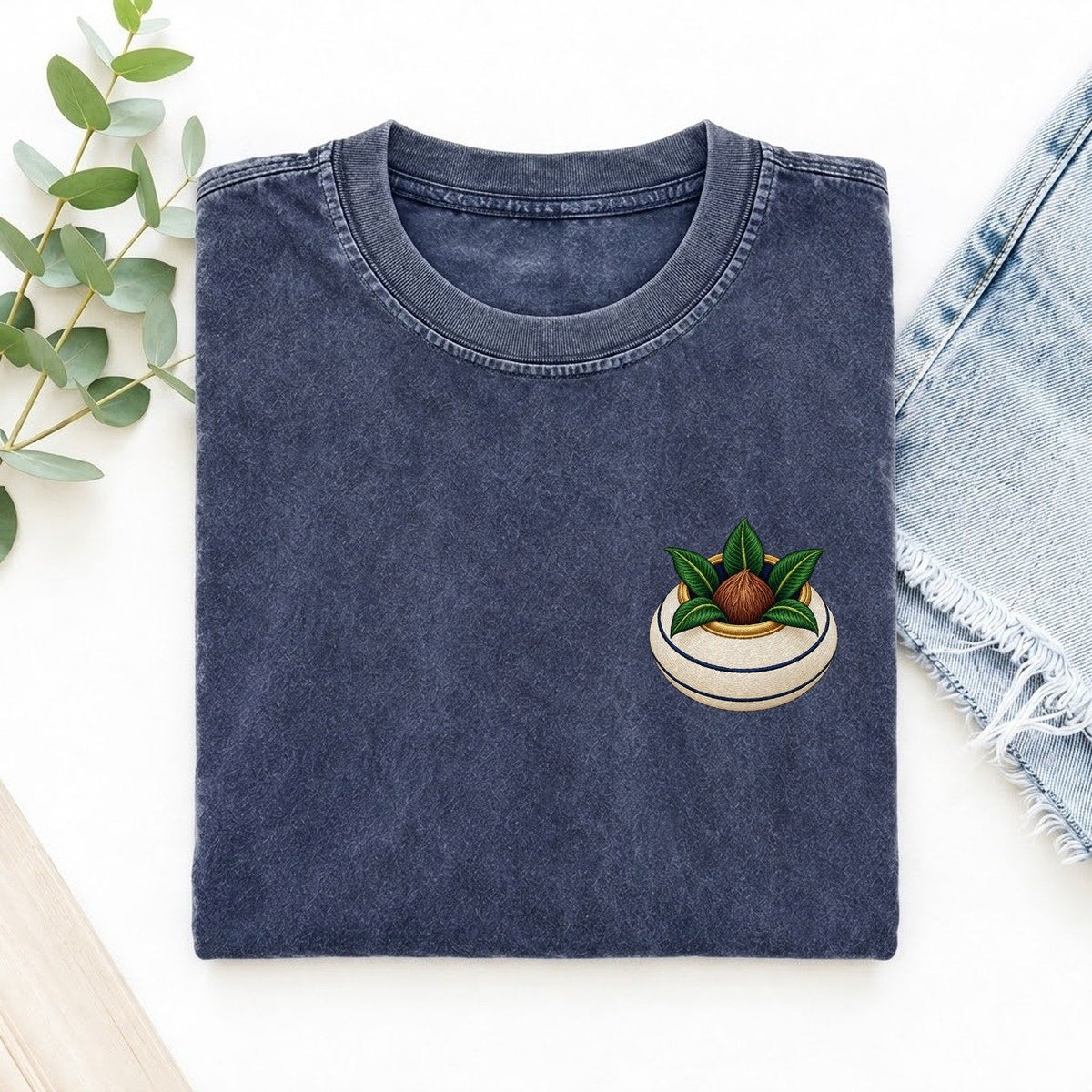 Kalash Coconut Crown Left Chest Vintage T-shirt – Blue