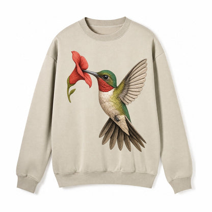 Hummingbird Harmony Fleece Sweatshirt – Light Khaki