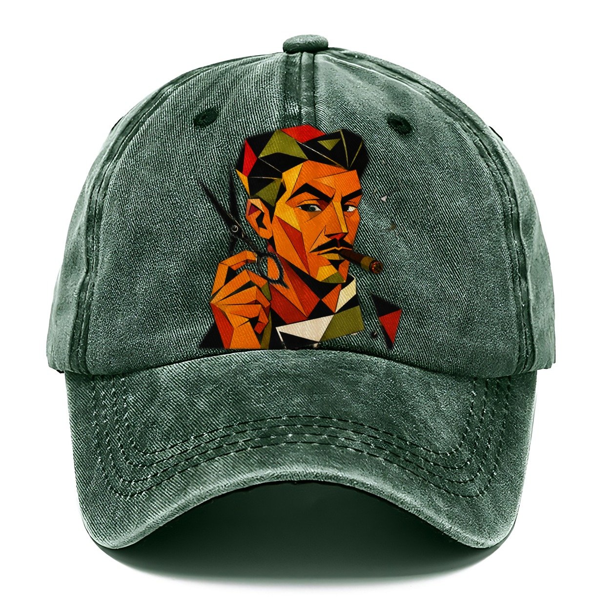 Barber Scissors Portrait Classic Cap – Forest Mist