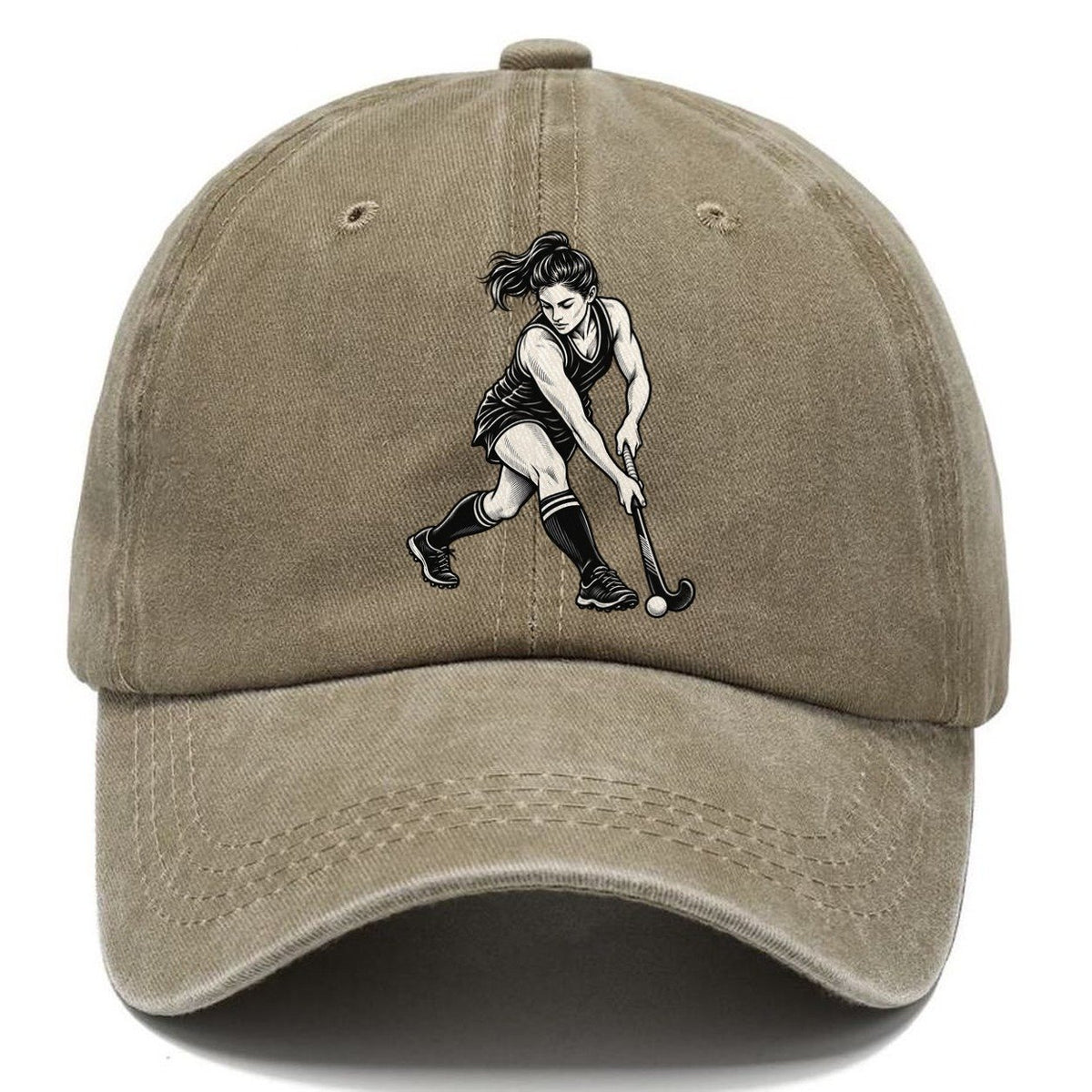 Field Hockey Reverse Sweep Global Sports Ink Figures Classic Cap – Warm Sand