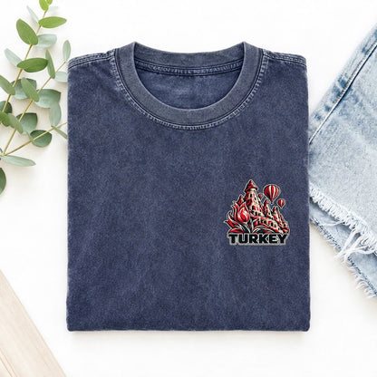 Turkey Country Pride Left Chest Vintage T-shirt – Blue