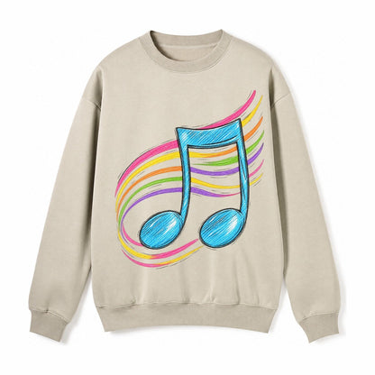 Musical Notes Headwear Fleece Sweatshirt – Light Khaki