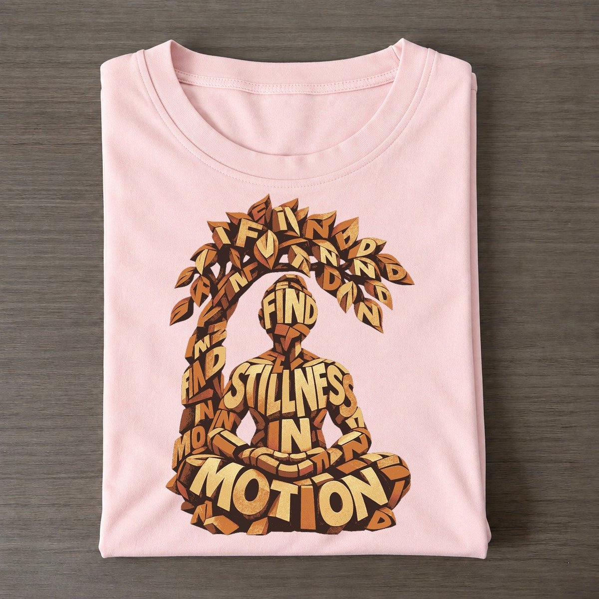 Meditation Under Leaves Letter Sculpture Classic T-shirt – Pink