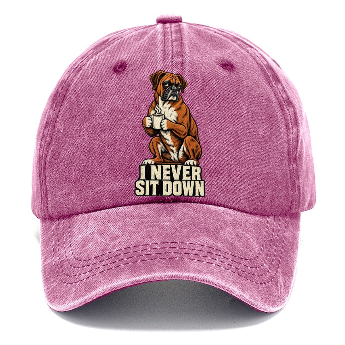 Boxer Dog I Never Sit Down Coffee Classic Cap – Dusty Rose