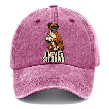 Boxer Dog I Never Sit Down Coffee Classic Cap – Dusty Rose