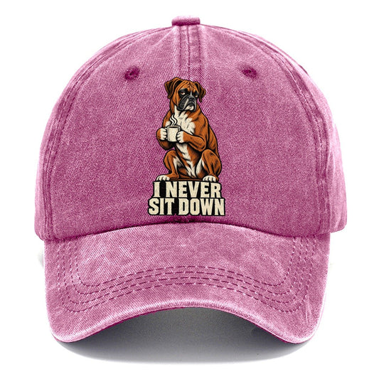 Boxer Dog I Never Sit Down Coffee Classic Cap – Dusty Rose