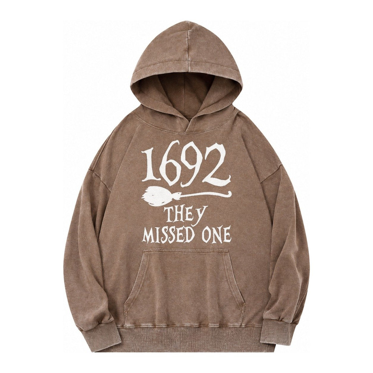 1692 They Missed One Vintage Washed Hoodie – Brown