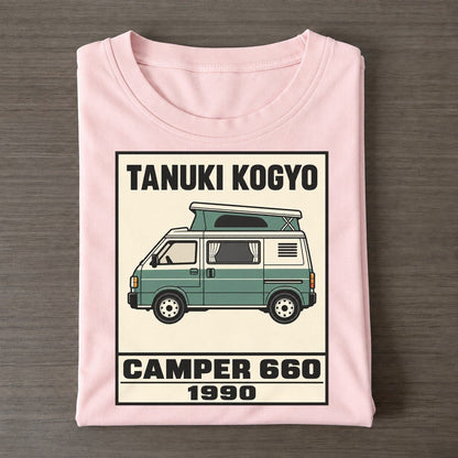 Tanuki Camper Showa Speed Plates Classic T-shirt – Pink