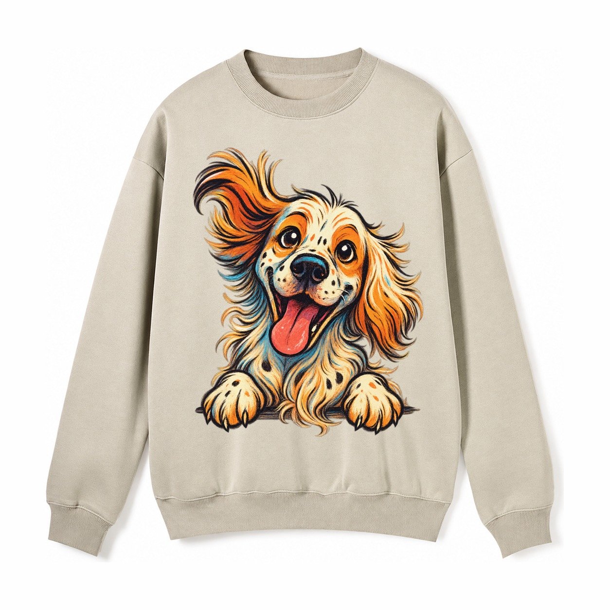 English Springer Spaniel Fleece Sweatshirt – Light Khaki