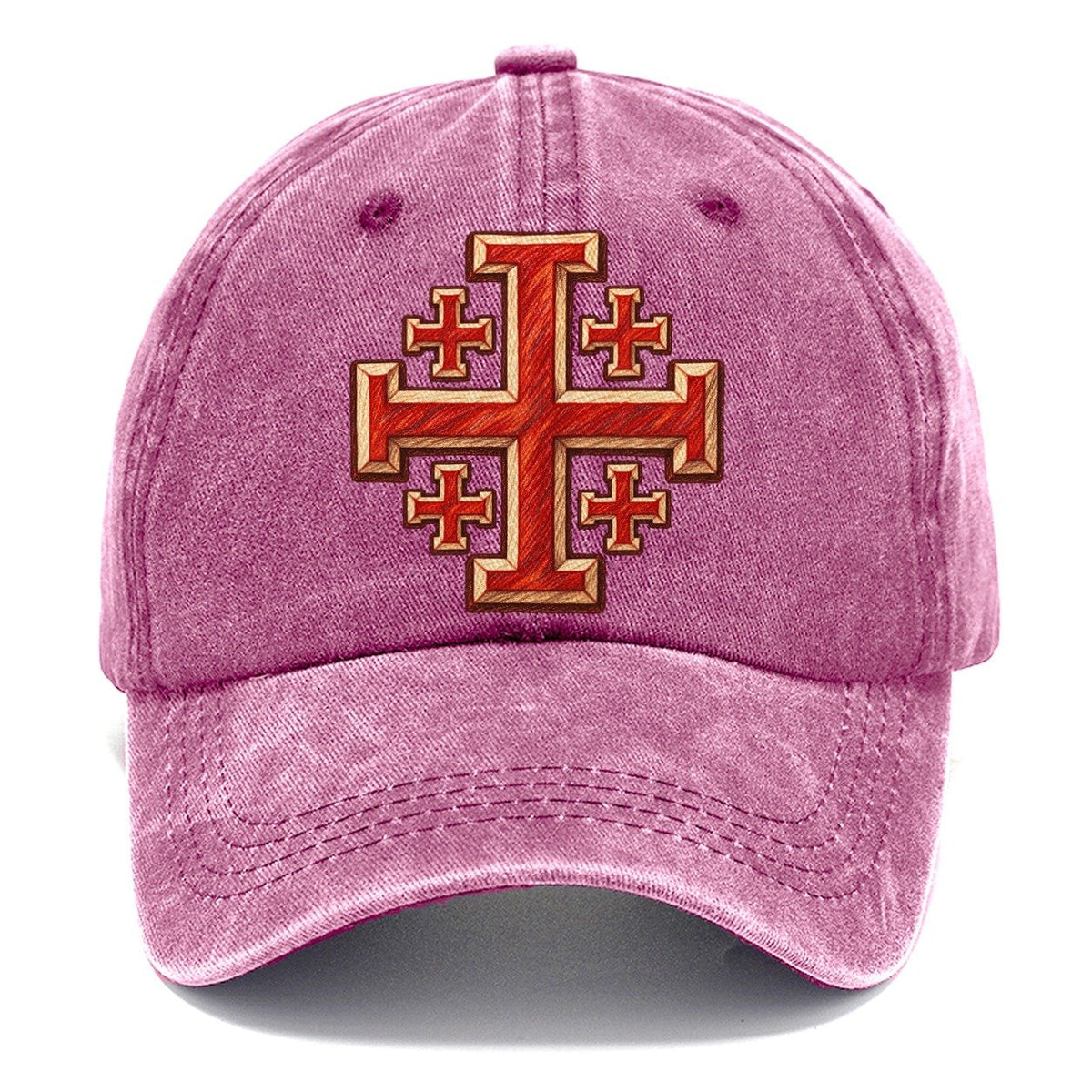 Vintage Red Jerusalem Cross Emblem Classic Cap – Dusty Rose