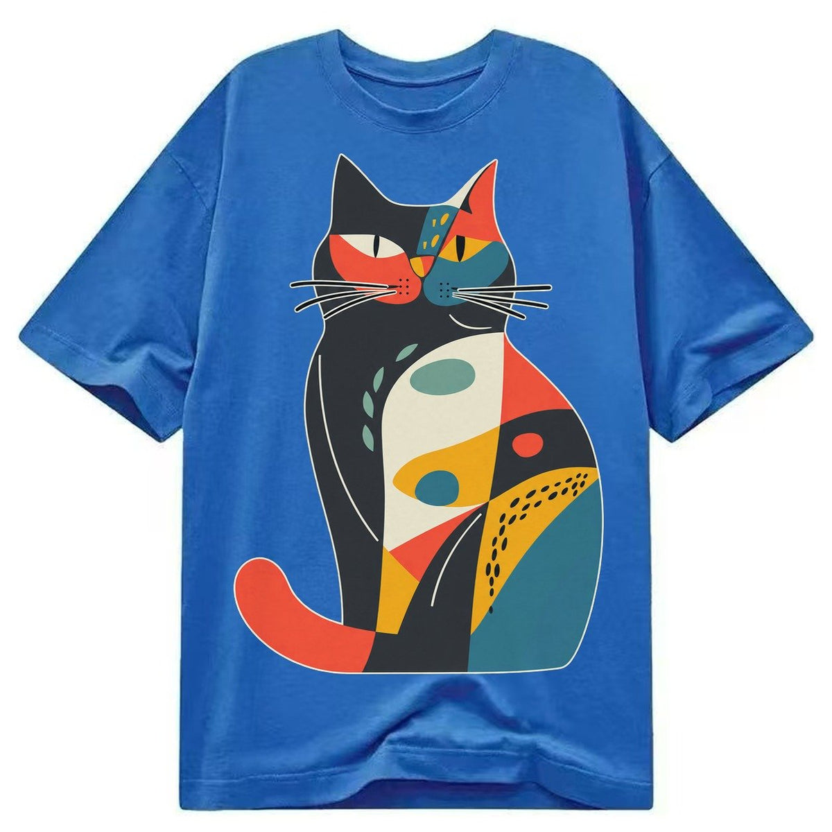 Abstract Elegance Colorful Cat Classic T-shirt – Blue