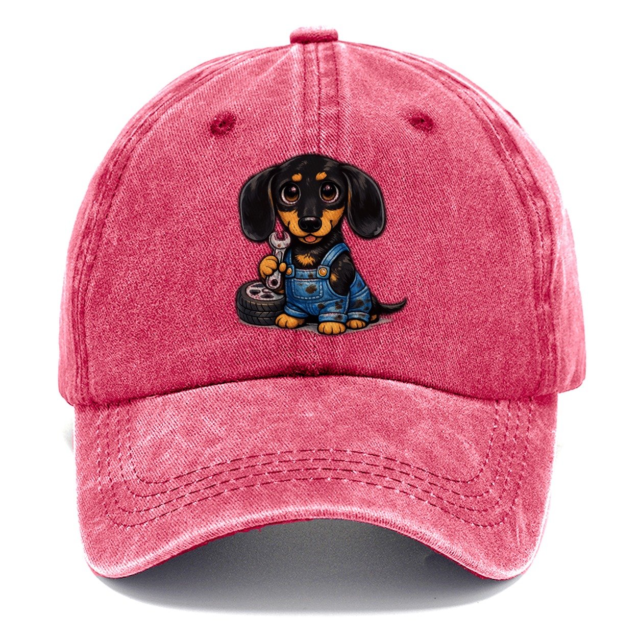 Dachshund Mechanic Classic Cap – Pomegranate Blush