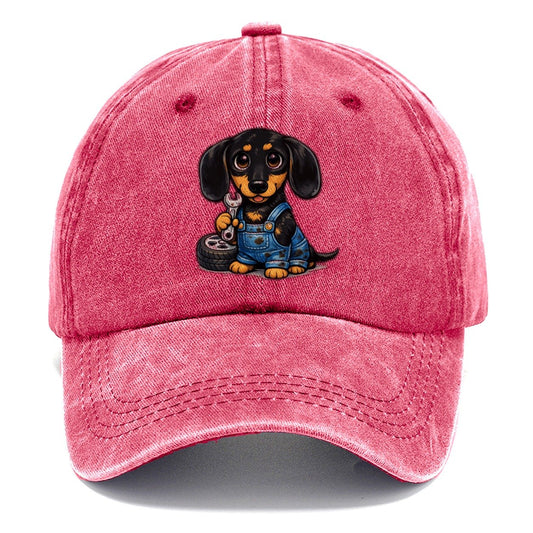Dachshund Mechanic Classic Cap – Pomegranate Blush