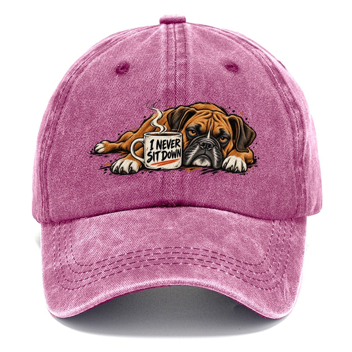 I Never Sit Down Boxer Dog Coffee Classic Cap – Dusty Rose