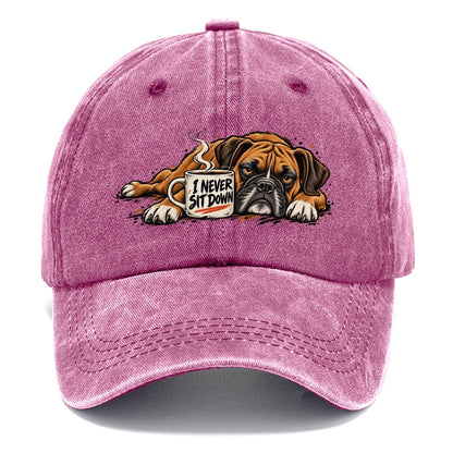I Never Sit Down Boxer Dog Coffee Classic Cap – Dusty Rose