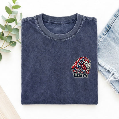United States Country Pride Left Chest Vintage T-shirt – Blue