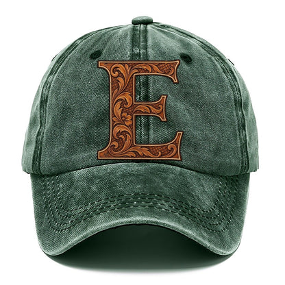 Tooled Leather E Monogram Classic Cap – Forest Mist