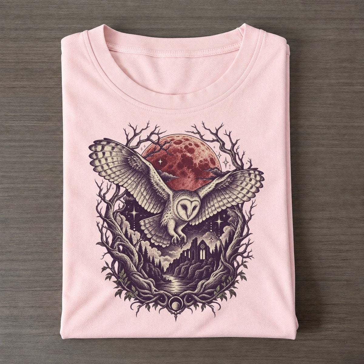 Barn Owl Blood Moon Midnight Haunt Classic T-shirt – Pink