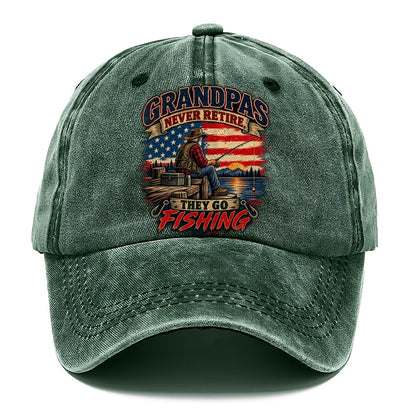 Grandpas Never Retire They Go Fishing Old Man Strong Classic Cap – Forest Mist