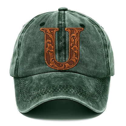 Tooled Leather U Monogram Classic Cap – Forest Mist
