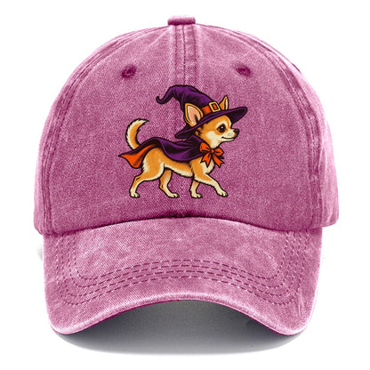 One Chihuahua In Halloween Costume Witch With A Pointed Hat And Tiny Cape Halloween Dog Parade Classic Cap – Dusty Rose
