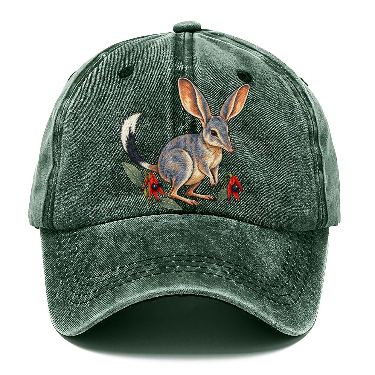 Greater Bilby And Sturt Desert Pea Australia Cultural Icons Classic Cap – Forest Mist
