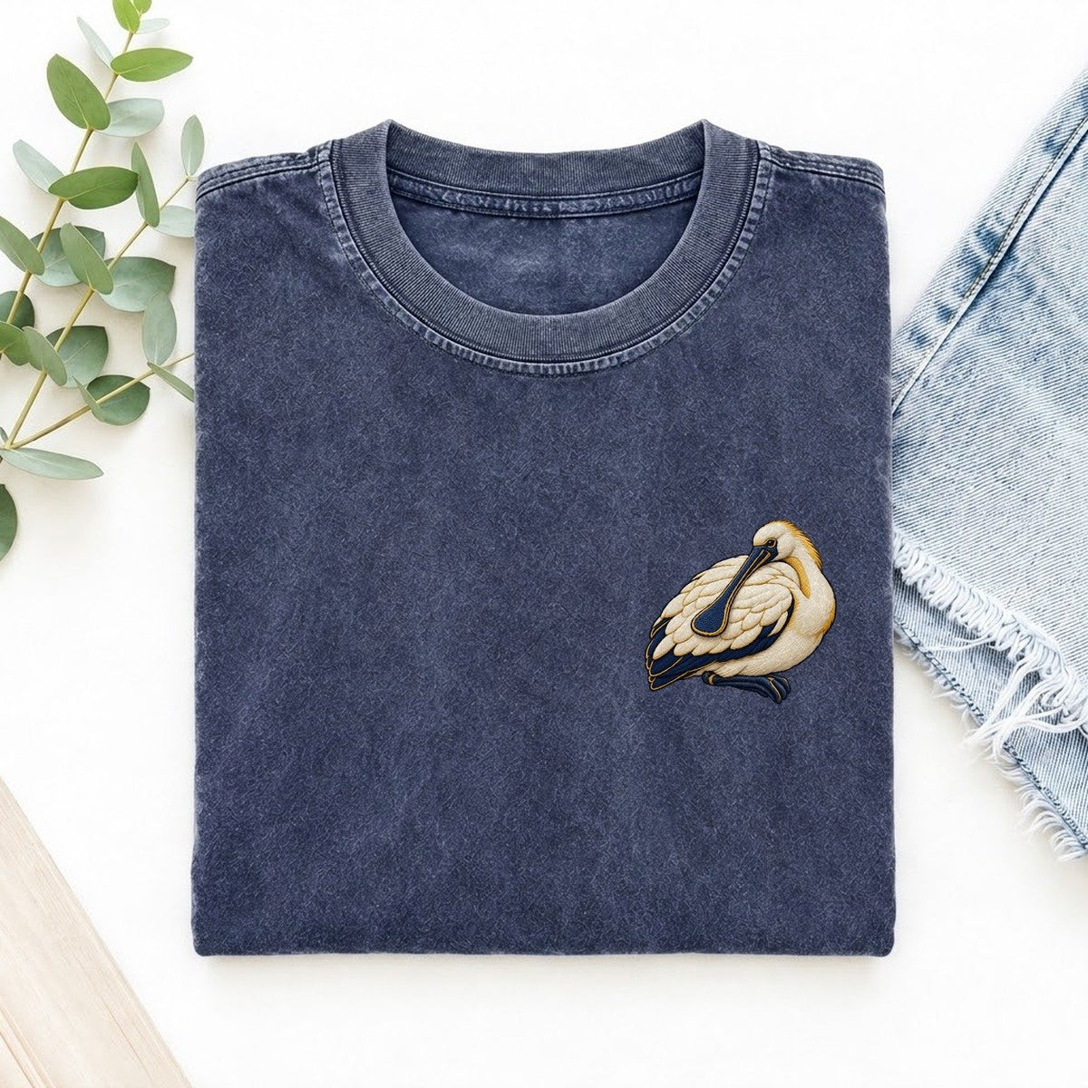 Spoonbill Shoulder Rest Left Chest Thread Signatures II Left Chest Vintage T-shirt – Blue