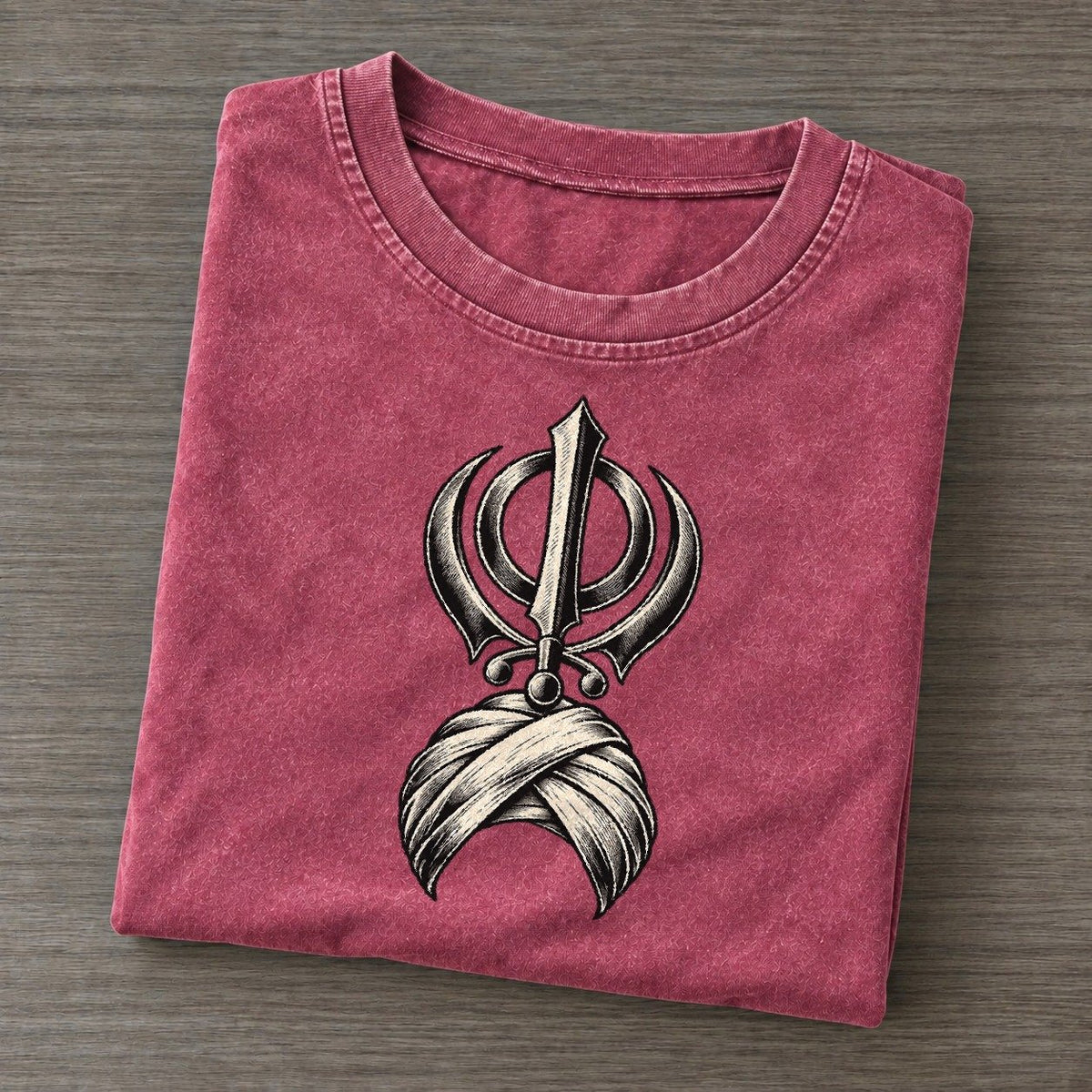 Sikh Khanda And Turban Wrap World Faiths Ink Figures Vintage T-shirt – Raspberry