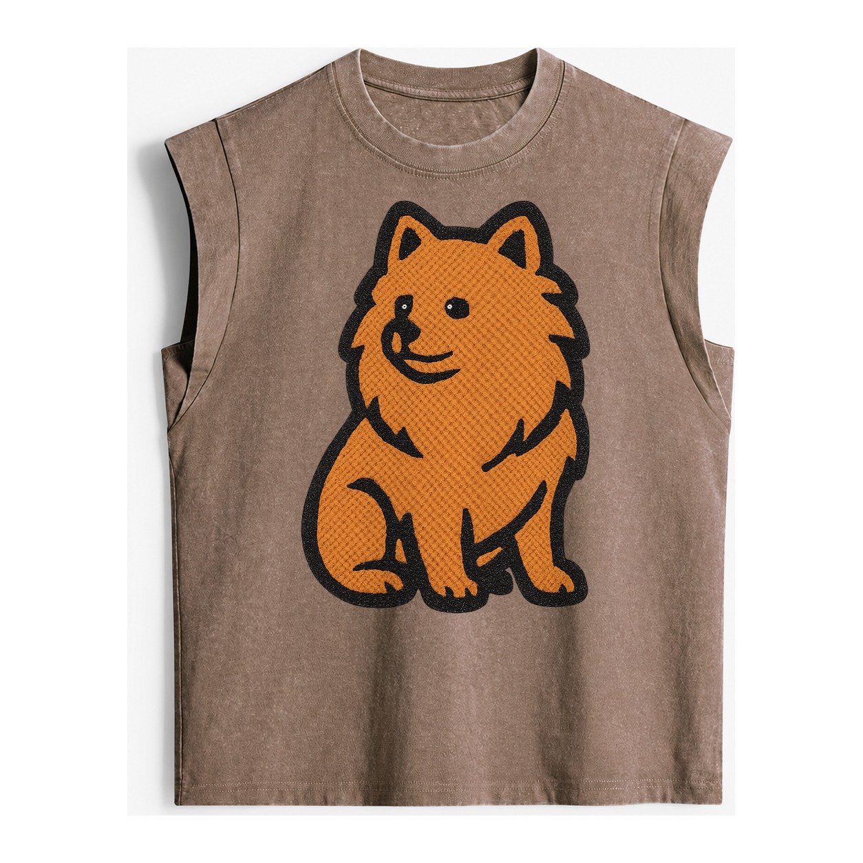 Pomeranian Orange Fluffy Charm Vintage Washed Tank – Brown