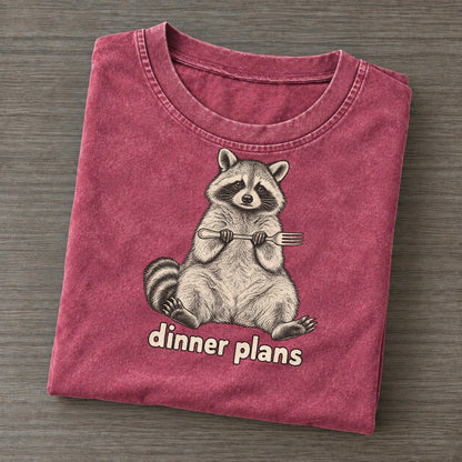 Raccoon Dinner Plans Unbothered Creatures Vintage T-shirt – Raspberry