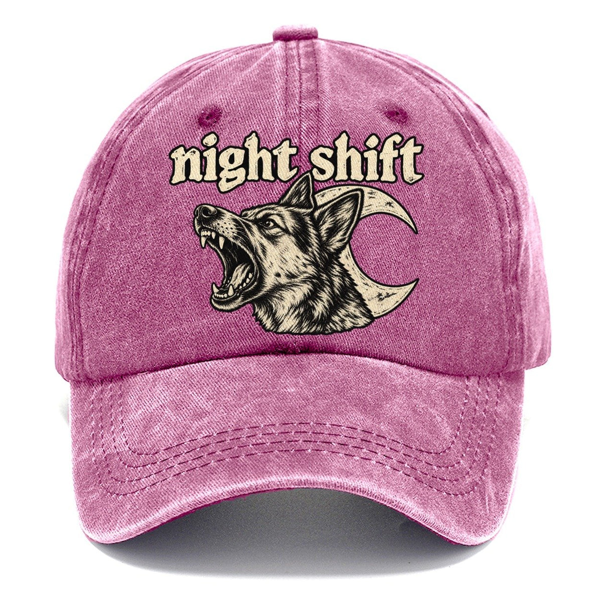 A Barking Dog Head Overlapping A Crescent Moon Bark For Me Classic Cap – Dusty Rose