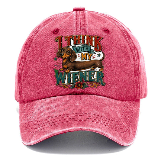I Think With My Wiener Dachshund Classic Cap – Pomegranate Blush