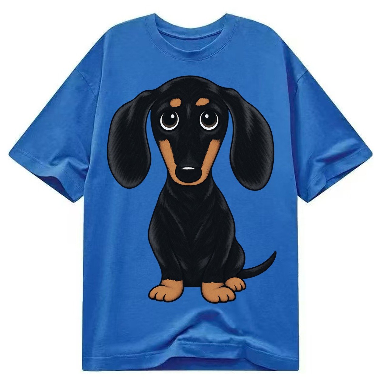 Vintage Style Dachshund Print Classic T-shirt – Blue
