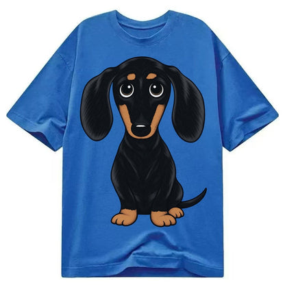 Vintage Style Dachshund Print Classic T-shirt – Blue