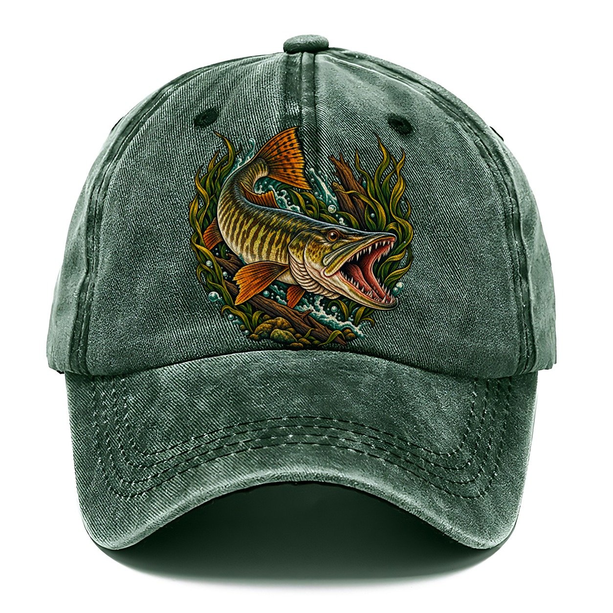 Muskie Ambush Fishing Club Classic Cap – Forest Mist
