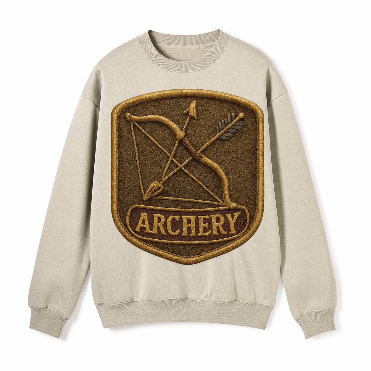 Bow And Arrow Crossed Archery Enthusiast Fleece Sweatshirt – Light Khaki