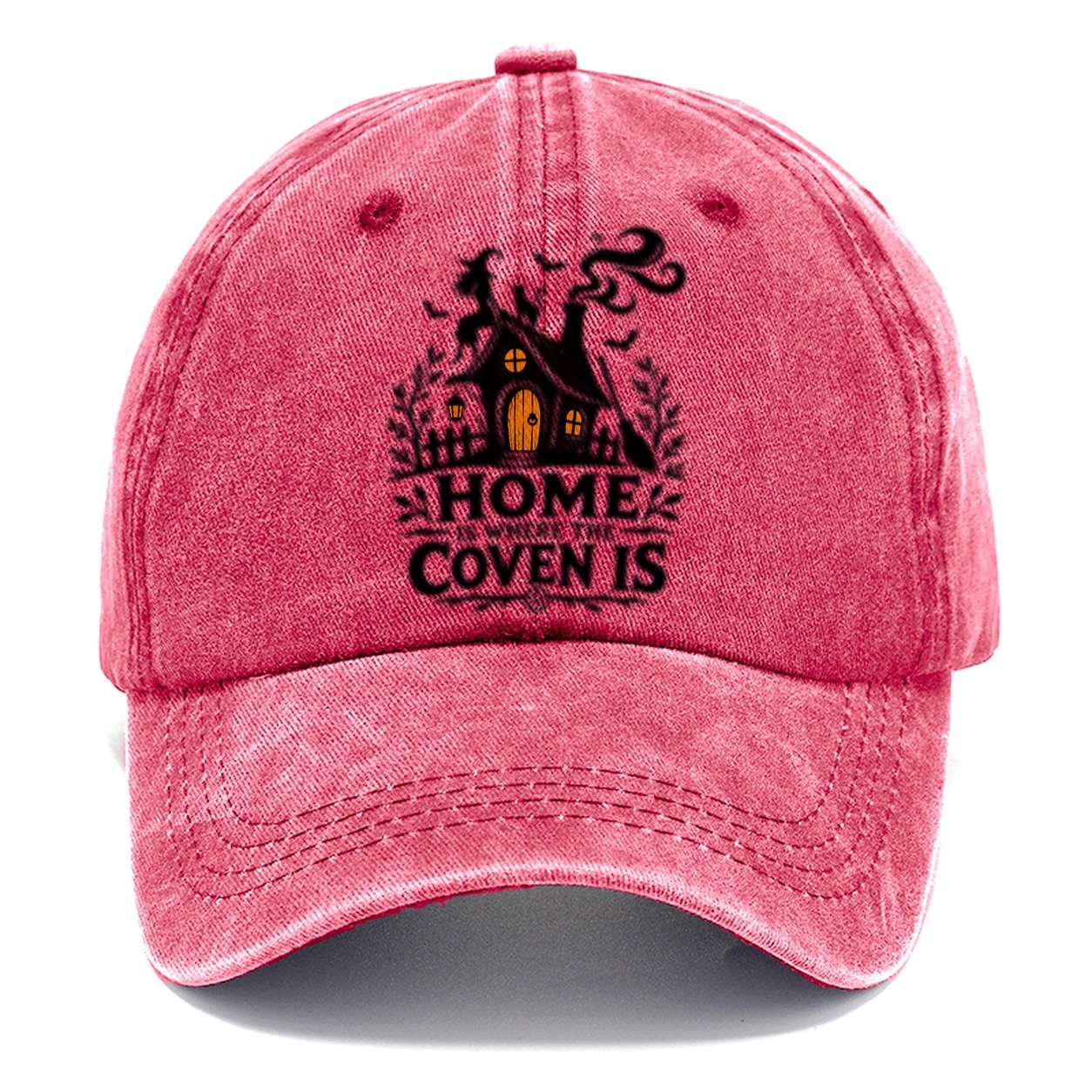Home Is Where The Coven Is Slogan Witch Magic Classic Cap – Pomegranate Blush