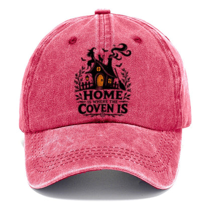 Home Is Where The Coven Is Slogan Witch Magic Classic Cap – Pomegranate Blush