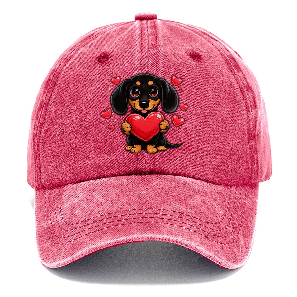 Dachshund Valentine Card Hearts Classic Cap – Pomegranate Blush