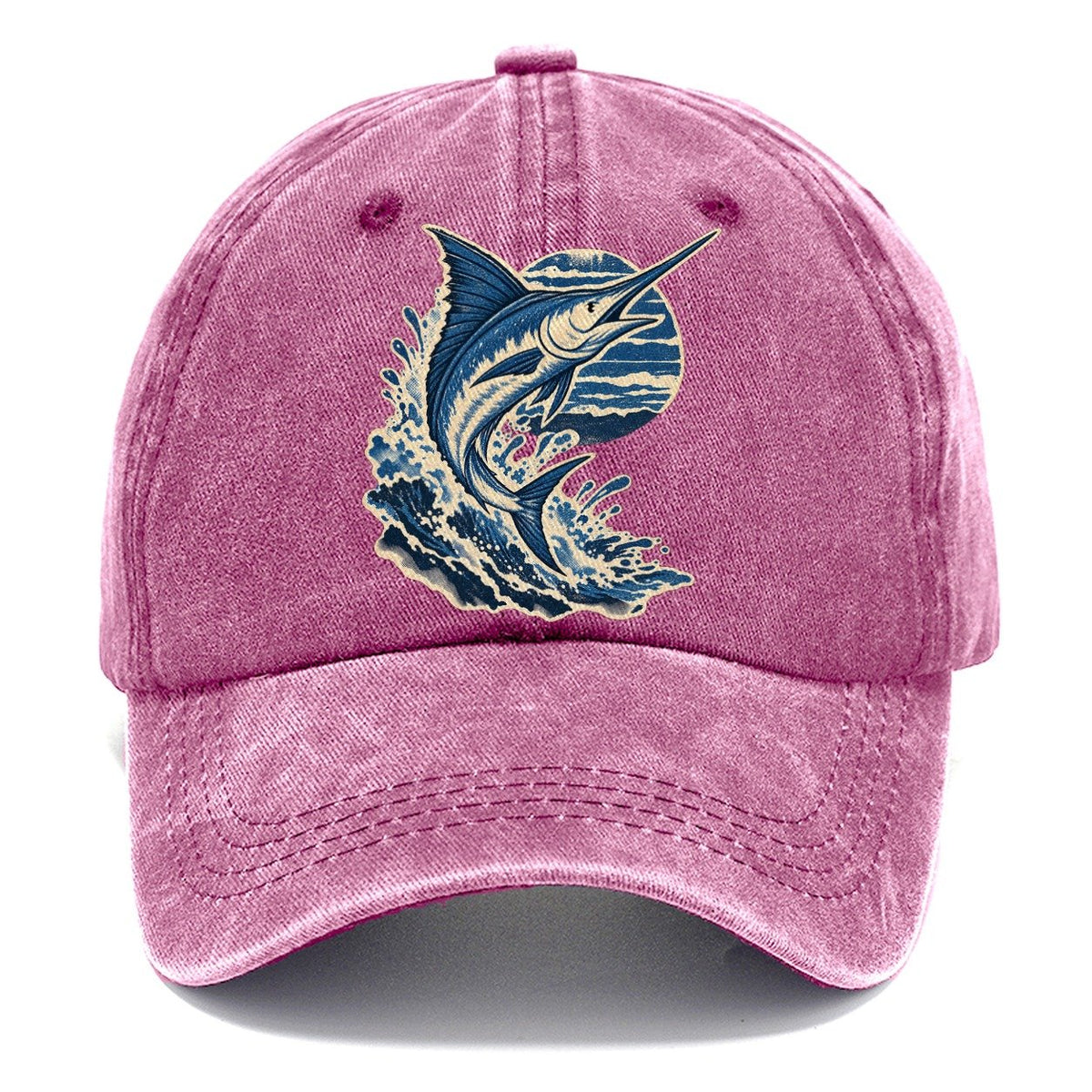 Leaping Marlin and Waves Classic Cap – Dusty Rose