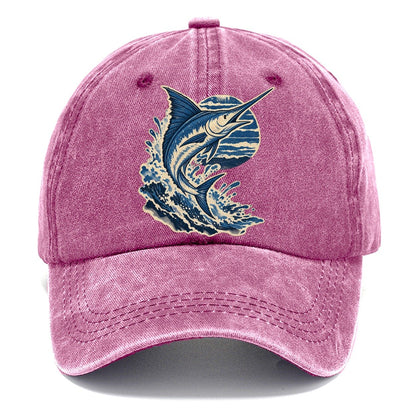 Leaping Marlin and Waves Classic Cap – Dusty Rose
