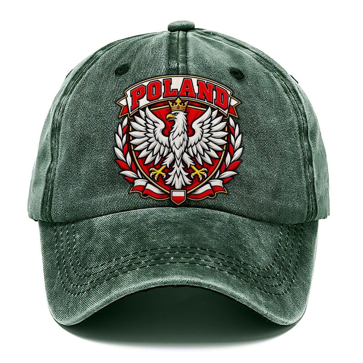 Poland Retro Badge Country Logos Classic Cap – Forest Mist