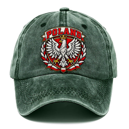Poland Retro Badge Country Logos Classic Cap – Forest Mist